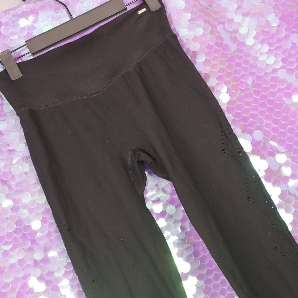Laser Cut Leggings S Pink Vs Black Gym Active Athletic Pants Yoga Solid Neutral